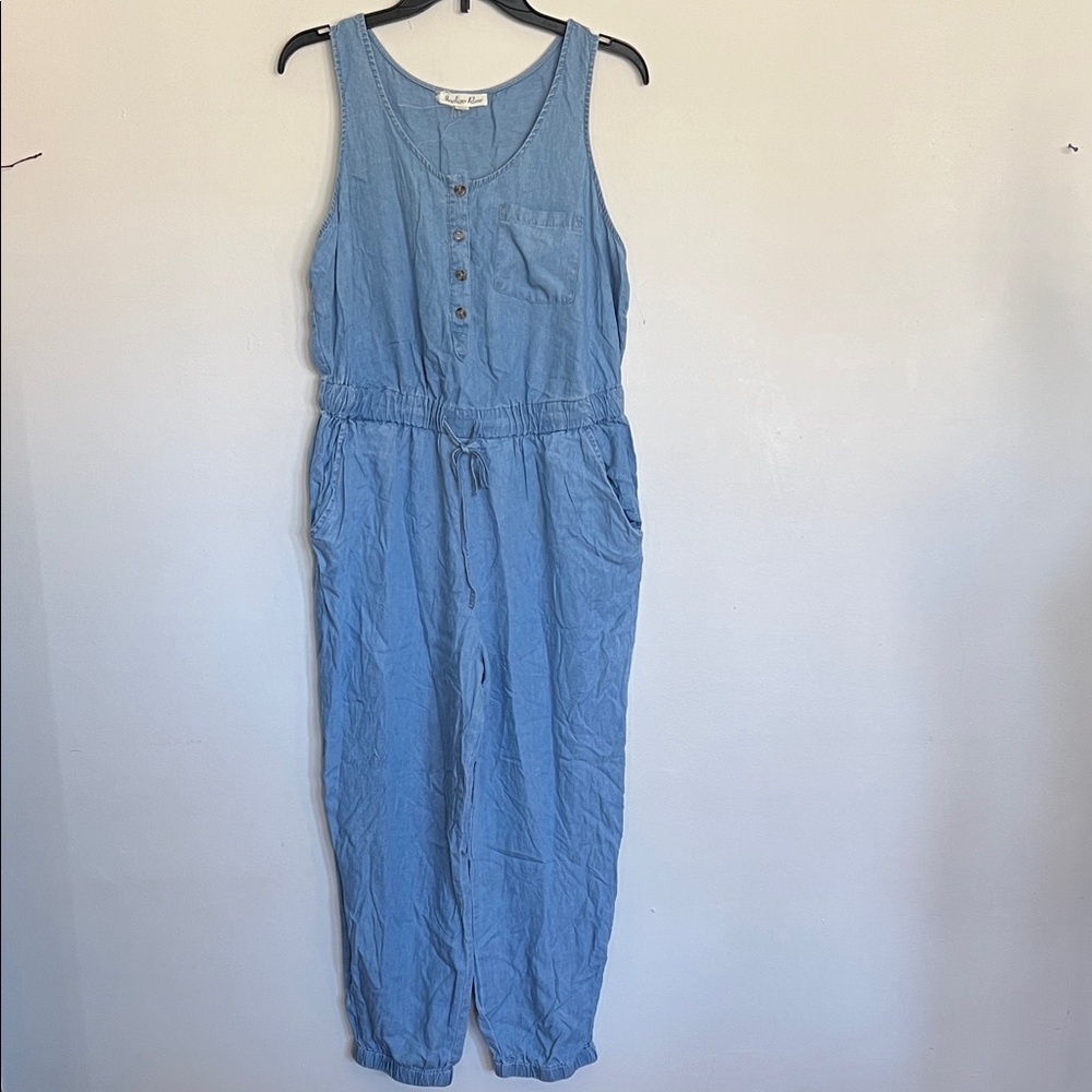 Indigo Rose Casual Denim Blue Sleeveless Jumpsuit